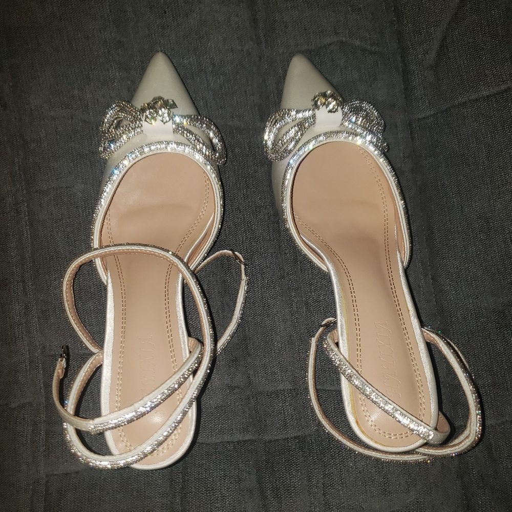Elegant Silver and Cream Heels